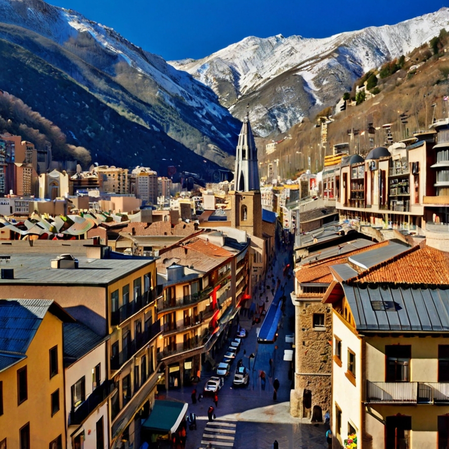 안도라 명소 안도라라베야 전경을 묘사한 이미지