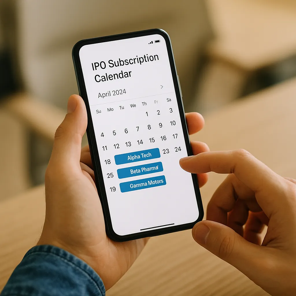 스마트폰으로 공모주 청약 일정을 확인하는 모습