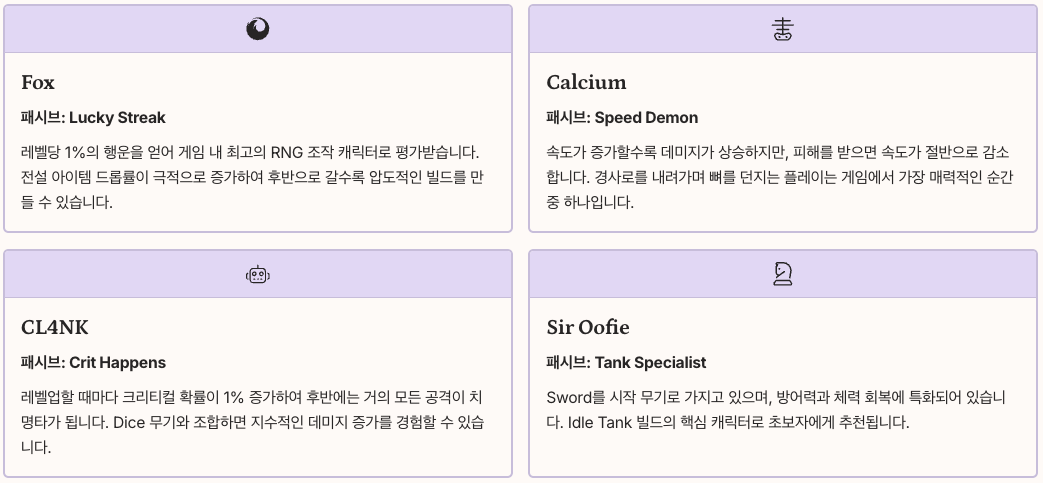메가봉크 다양한 캐릭터와 고유 능력 정리