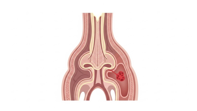 부비동암 코 단면과 종양 모식도