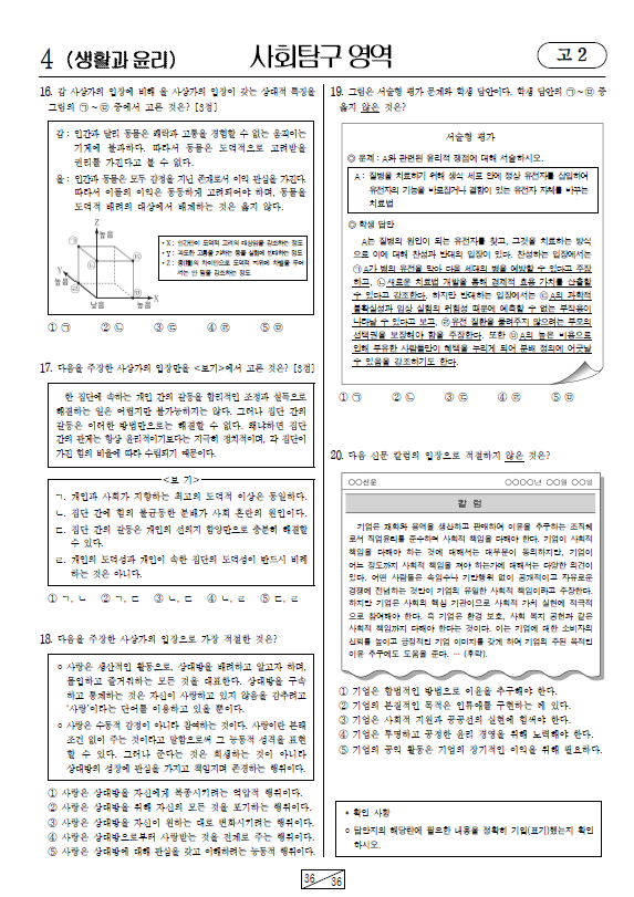 2023-6월-고2-모의고사-생활과 윤리-기출문제-다운