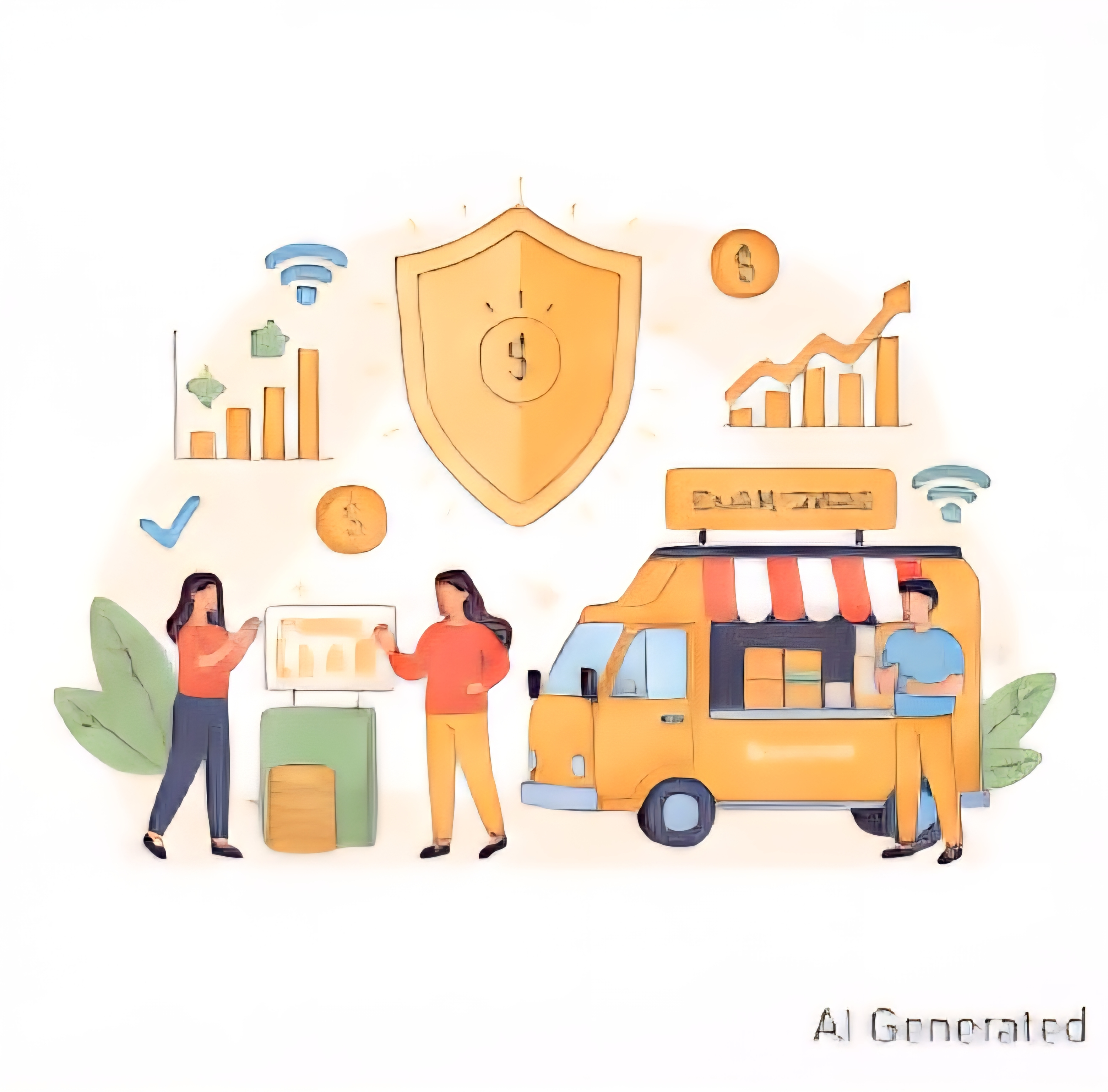 개인사업자와 소상공인을 위한 금융·정책 지원을 표현한 일러스트