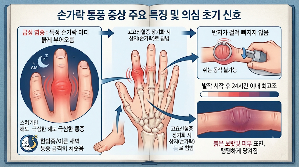 손가락 통풍 증상 주요 특징과 의심해야 할 초기 신호