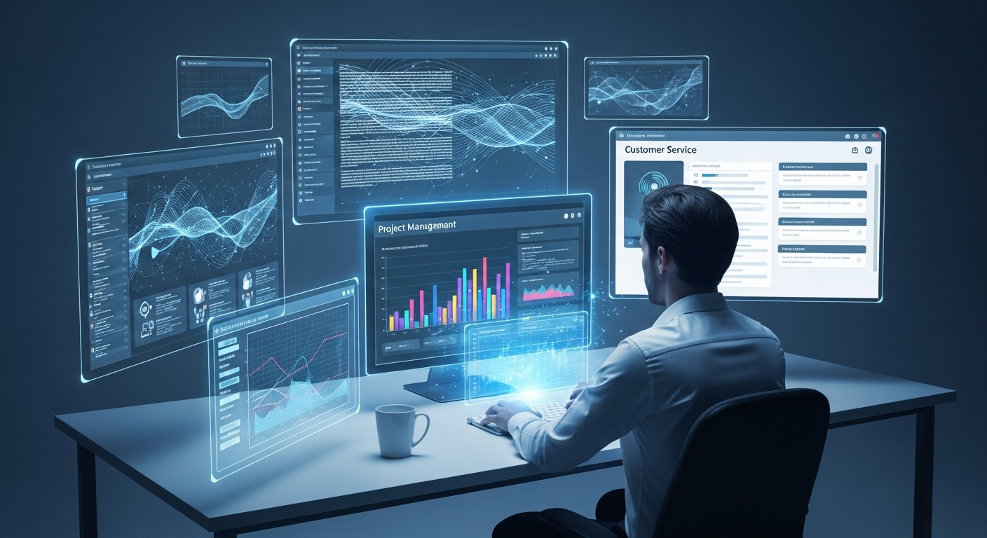 여러 AI 자동화 툴을 활용하여 콘텐츠 생성, 프로젝트 관리, 고객 응대를 동시에 처리하며 효율적으로 일하는 1인 기업가