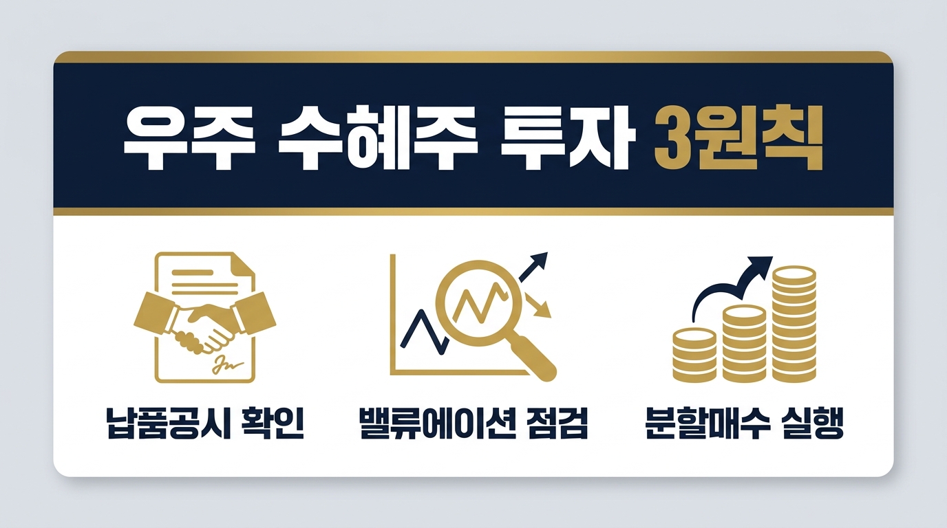 우주수혜주 투자원칙 납품공시 밸류에이션 분할매수 요약카드 2026년