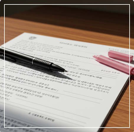 자기소개서에 놓인 펜과 수정펜