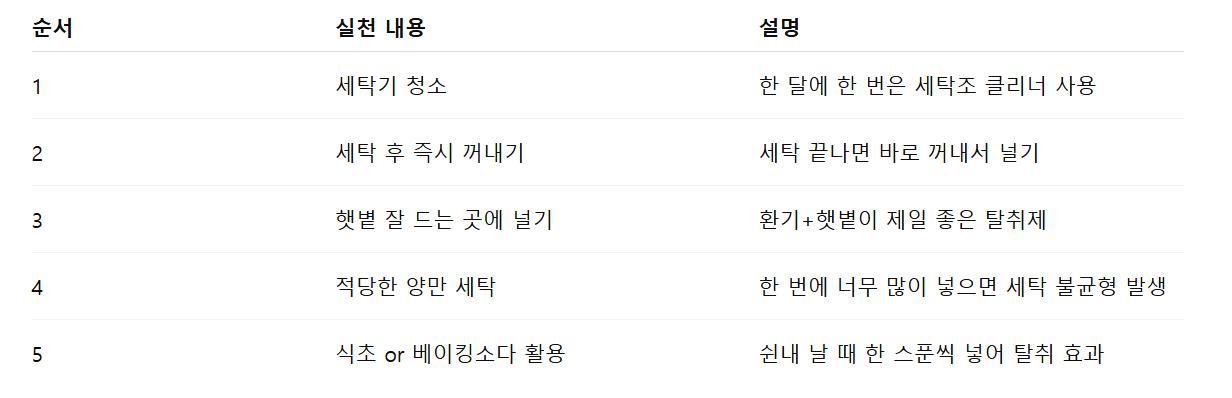 빨래 쉰내 없애는 루틴 정리표