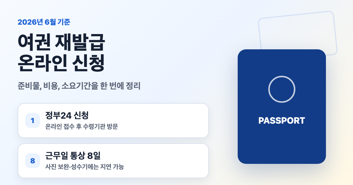 정부24 여권 재발급 온라인 신청 준비물 비용 소요기간 대표 이미지
