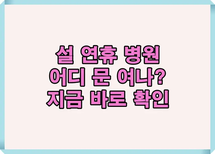 설 연휴 병원 운영 여부를 빠르게 확인해 지금 진료 가능한 병원과 응급실 이용 기준을 한눈에 정리한 안내 이미지