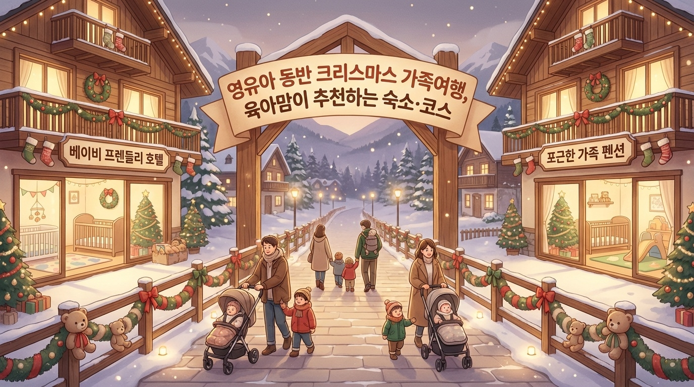 영유아 동반 크리스마스 가족여행 완벽 가이드! 키즈풀&middot;놀이방 있는 강원도&middot;경기도&middot;부산 추천 숙소, 예약 팁, 준비물 체크리스트까지. 육아맘 리뷰 분석으로 검증된 안전한 여행 코스 총정리