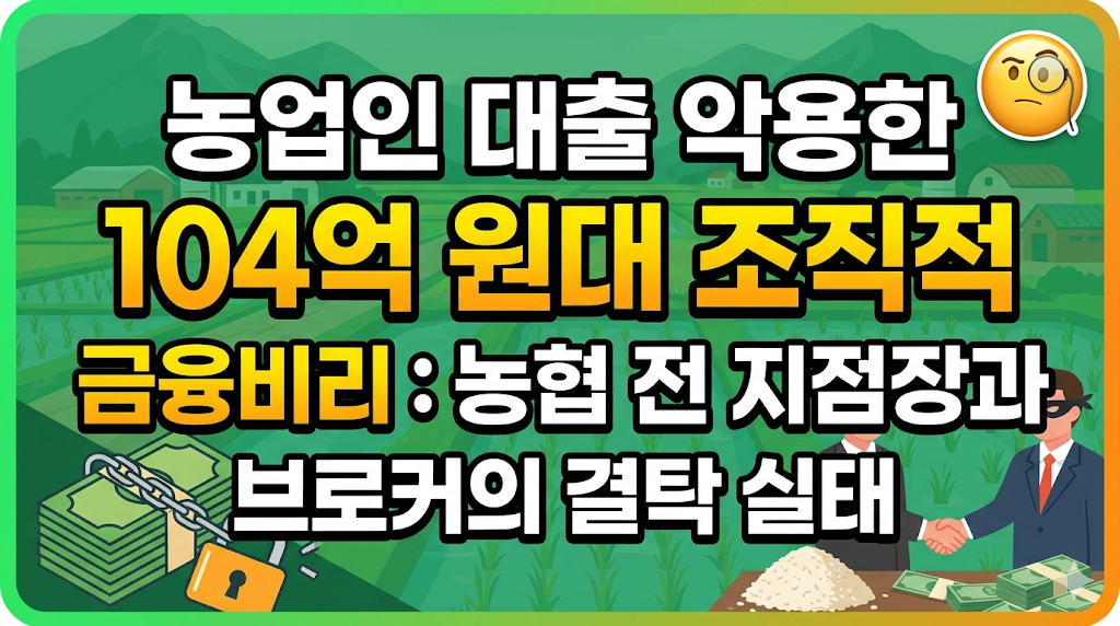 농협 104억 불법대출 사건 전말: 전 지점장과 투기세력의 조직적 배임 및 농지법 위반 행태 분석