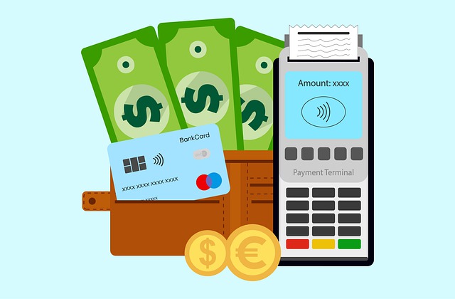 쇼핑하는 사람 카드기 카드