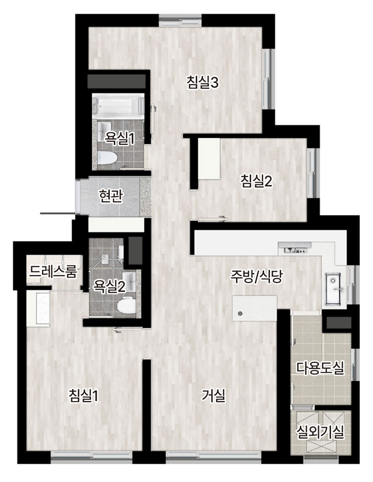  롯데캐슬 위너스포레 59C 타입 평면도 