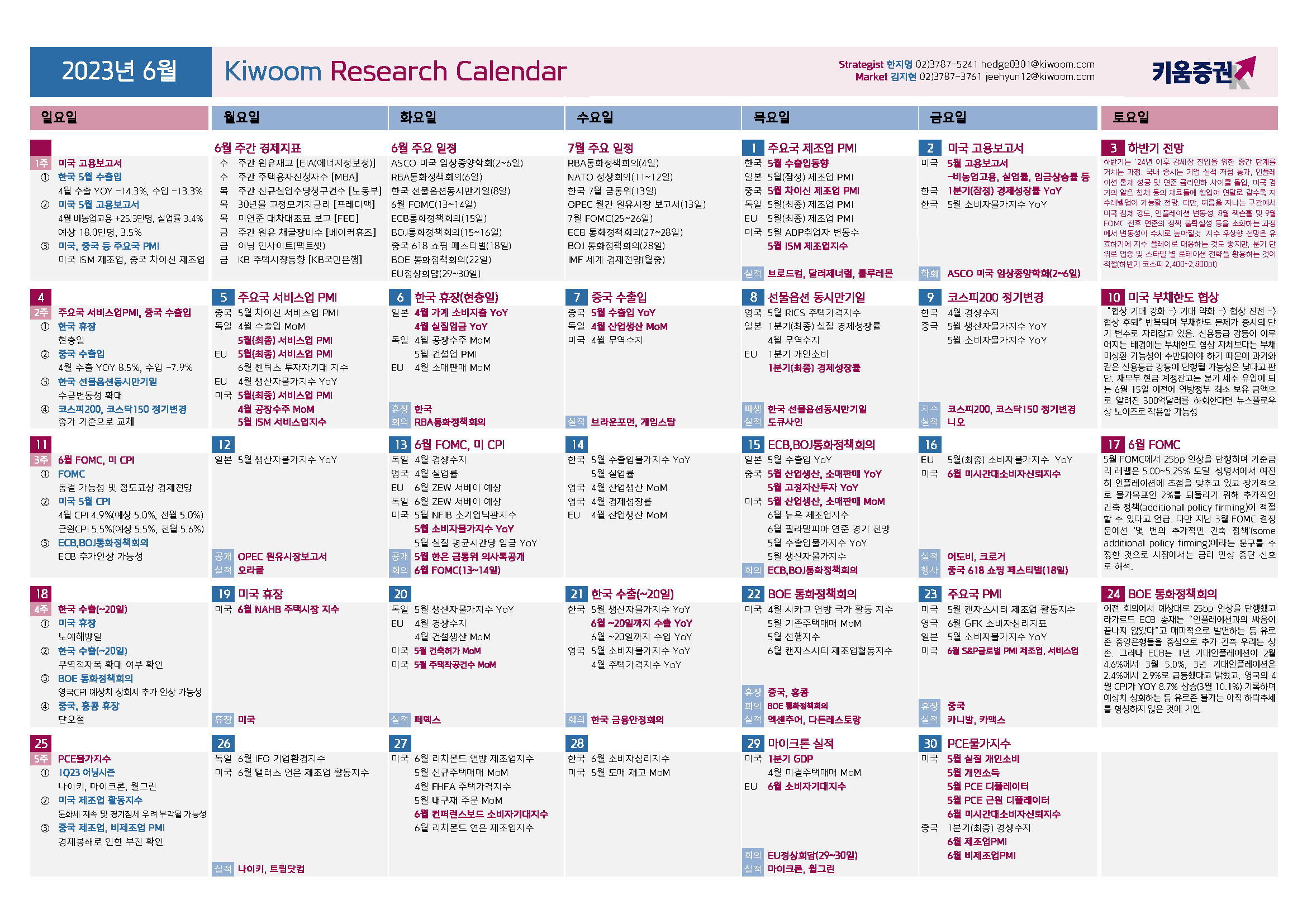 키움 증권 증시 캘린더