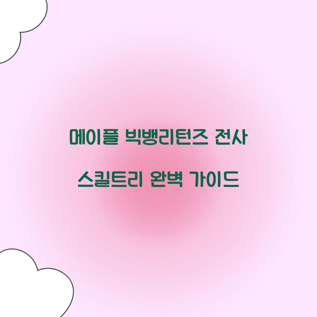 메이플 빅뱅리턴즈 전사 스킬트리