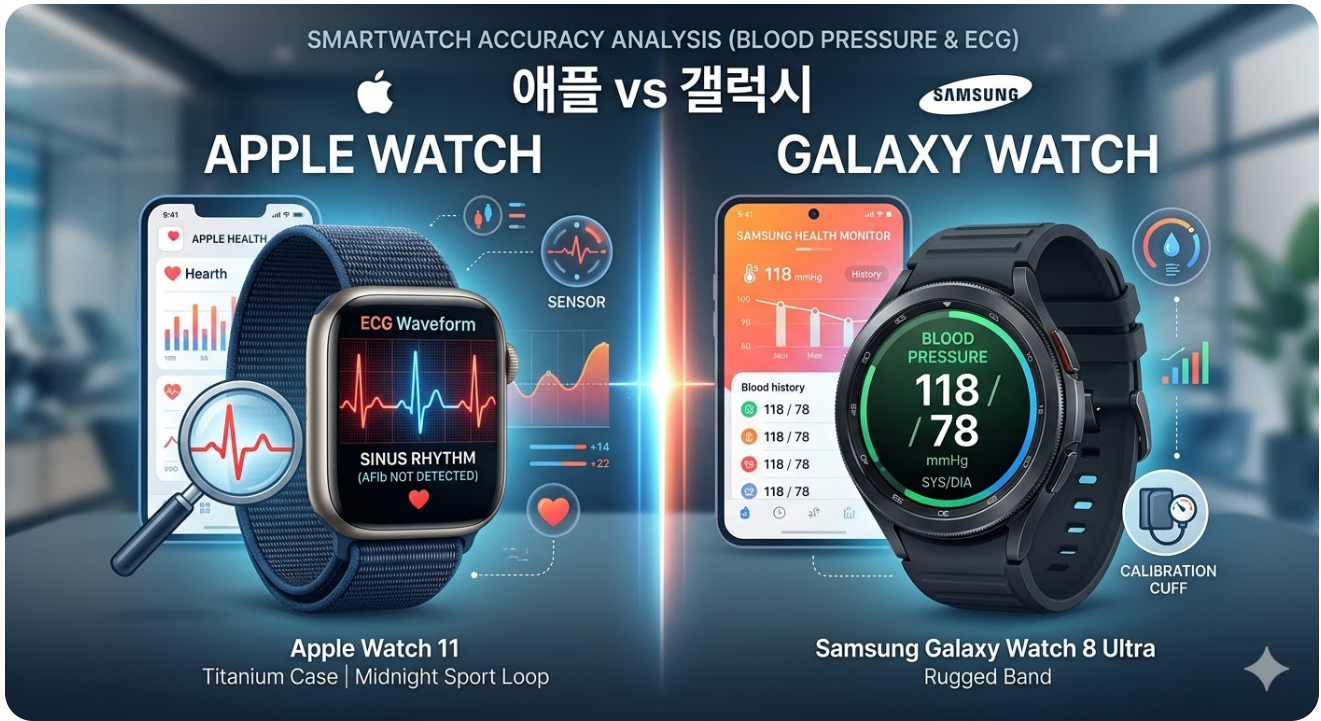 스마트워치(애플, 갤럭시)혈압/심전도 측정 정확도 알아보기