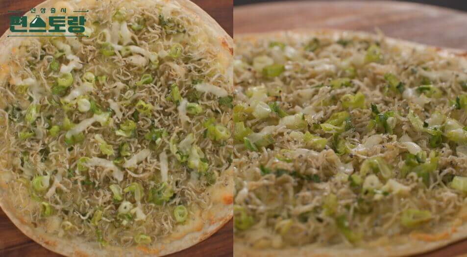 잔멸치대파피자 완성 이미지