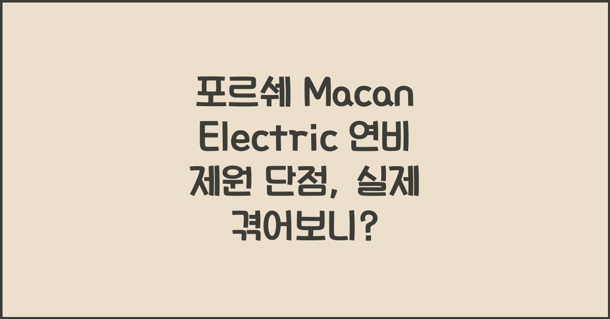 포르쉐 Macan Electric 연비 제원 단점
