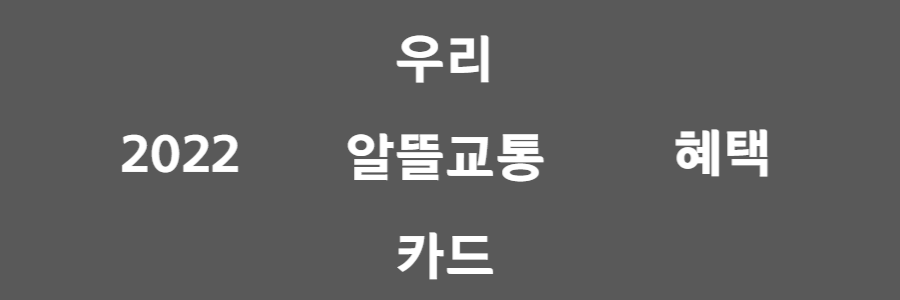 우리 알뜰교통카드 알아보기