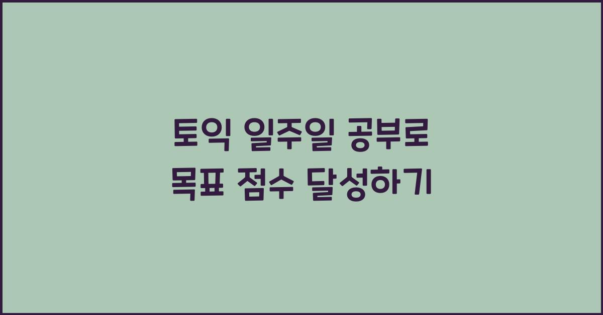 토익 일주일 공부