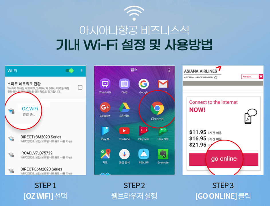 기내 WIFI 사용방법