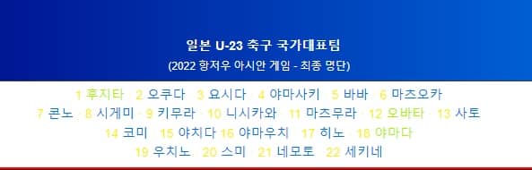 일본 축구 대표팀 명단 사진