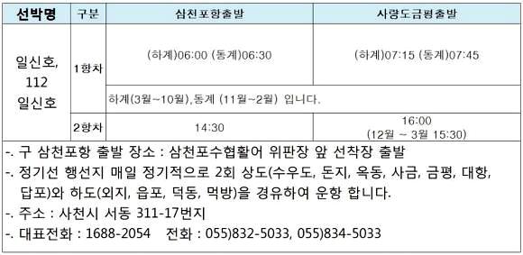 사량도 배시간