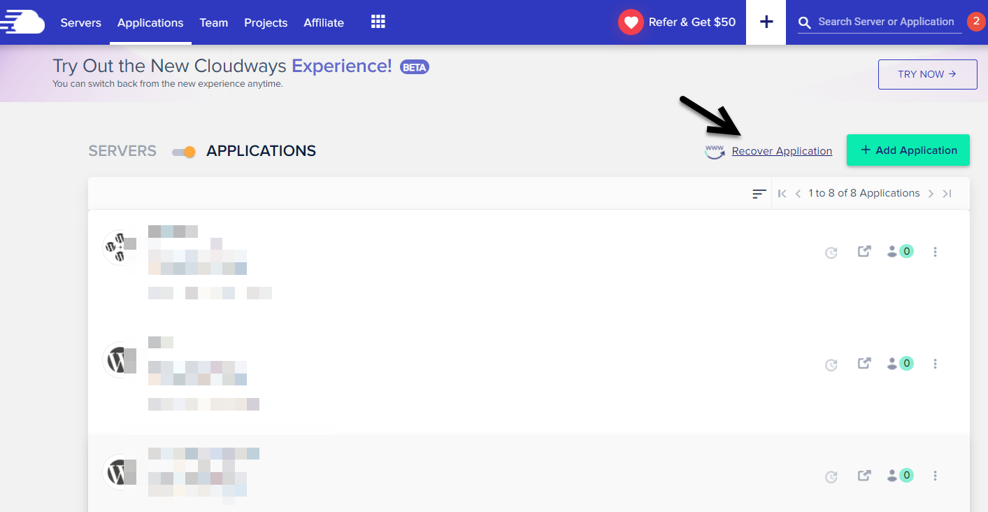 클라우드웨이즈 서버 및 애플리케이션(워드프레스) 삭제 및 복원