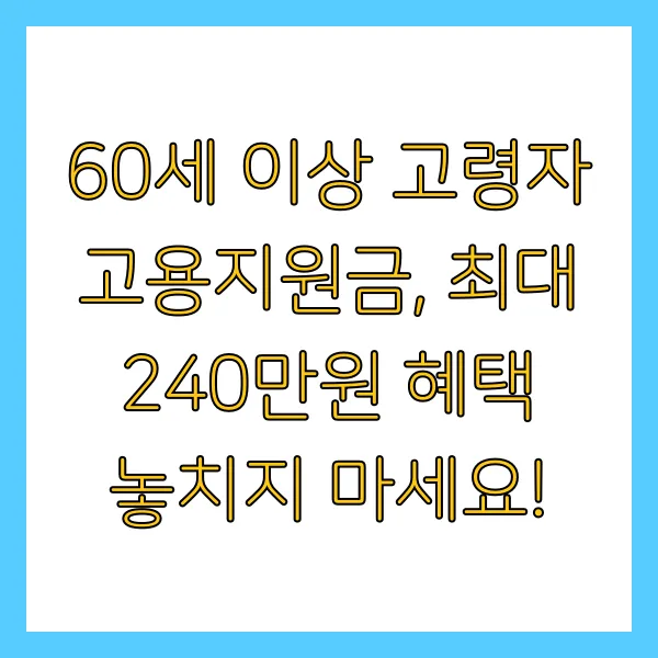 60세 이상 고령자 고용지원금 신청 방법 및 지원금액