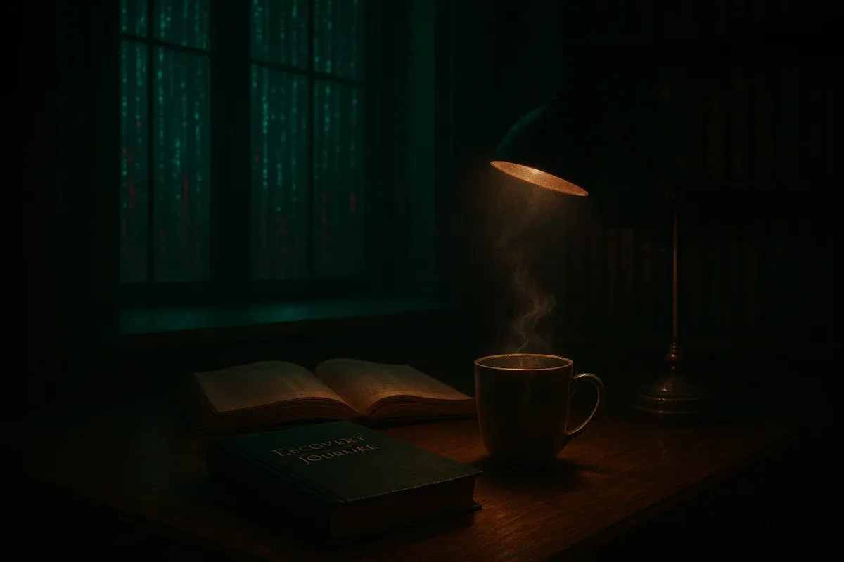 회복 저널과 따뜻한 커피의 밤
