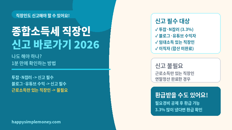 종합소득세 직장인 신고 바로가기 2026 - 나도 해야 하나 1분 확인