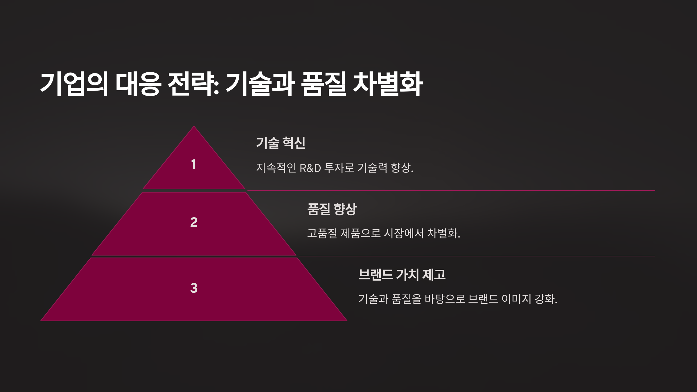 기업의 대응 전략: 기술과 품질 차별화