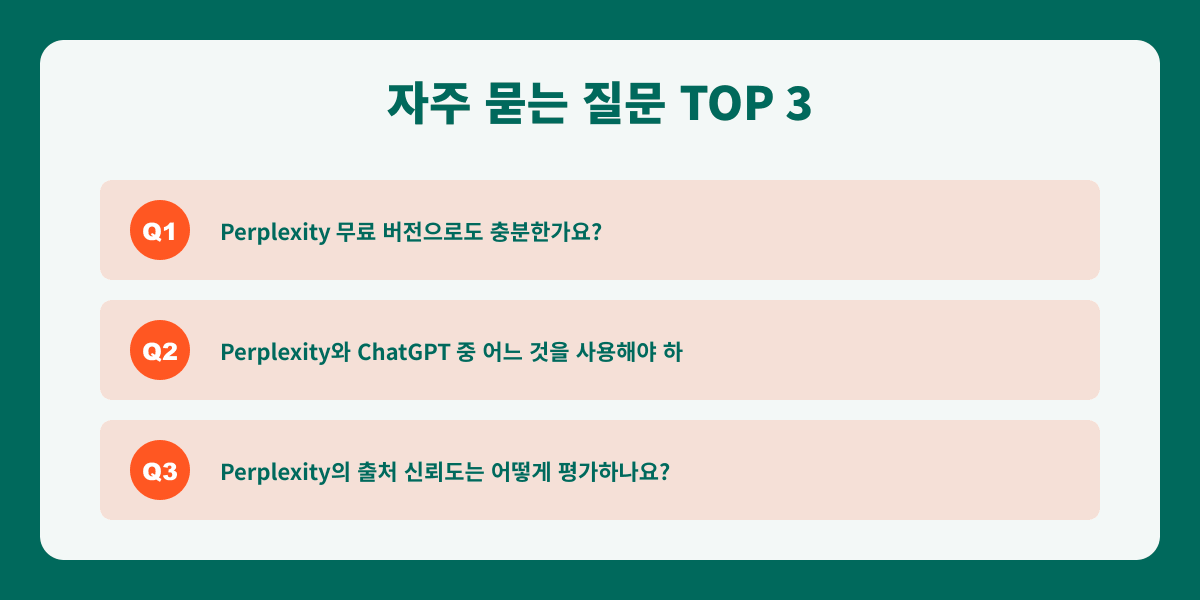 Perplexity AI 자주 묻는 질문 인포그래픽