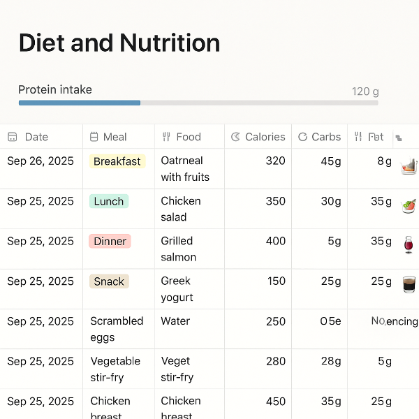 식단과 영양 관리 페이지 사진