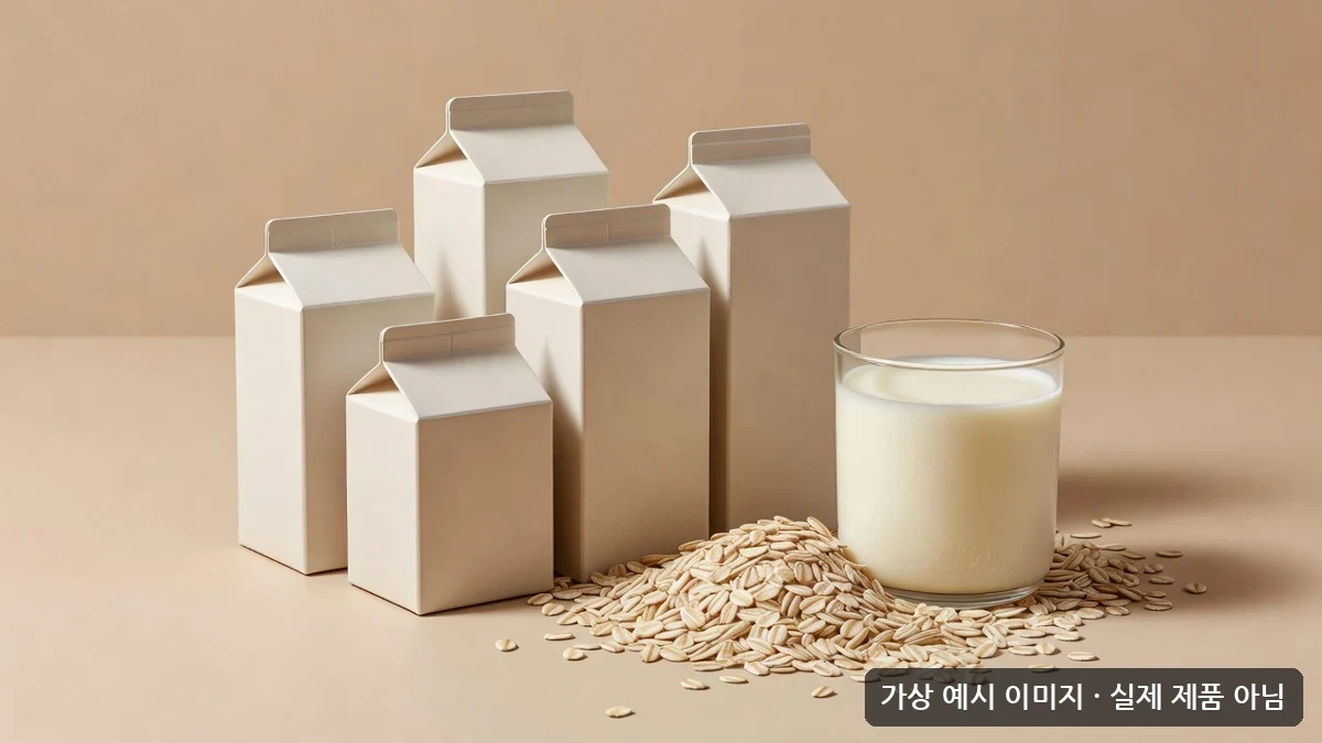 대용량 오트밀 두유와 귀리 가상 예시 이미지