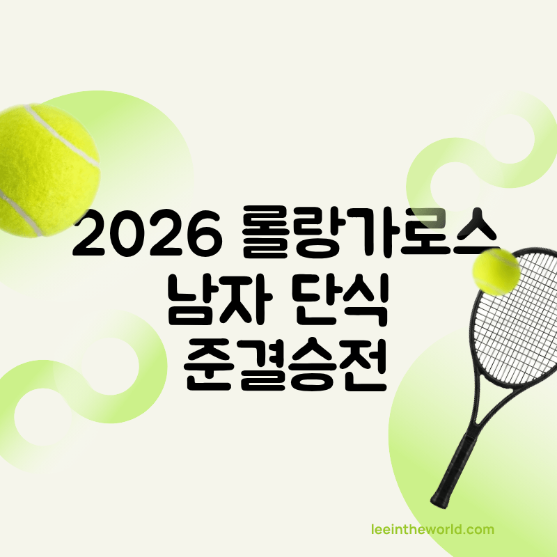 2026 롤랑가로스 테니스 대회 남자 단식 준결승전 결과 결승 진출자