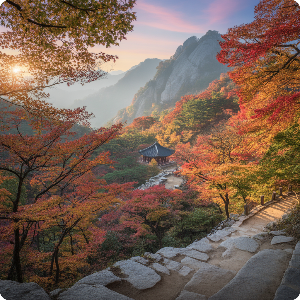 2025년 단풍 절정 시기 &ndash; 강원&middot;경상 단풍 명소 가상 이미지