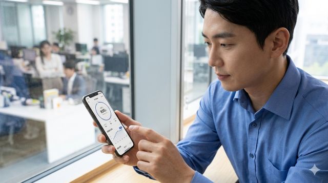 신용점수 구간별 변화와 금융 영향 차이를 확인하는 사용자 모습