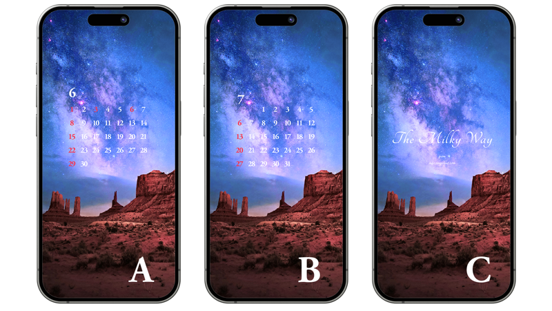 07 모뉴먼트 밸리와 은하수 ABC - 2025년6월 아이폰배경화면