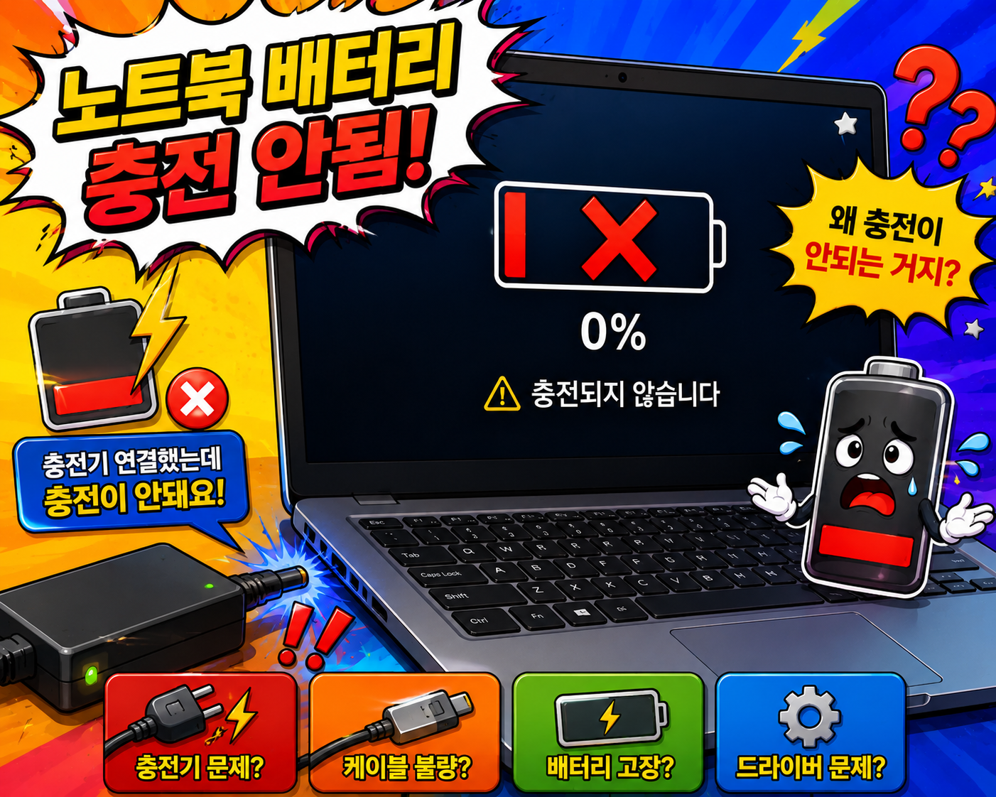 노트북 배터리 충전 안됨 인식 안됨 해결방법 총정리 배터리교체
