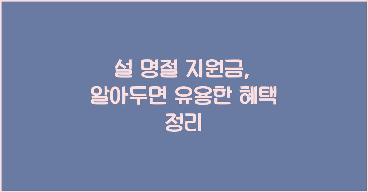 설 명절 지원금