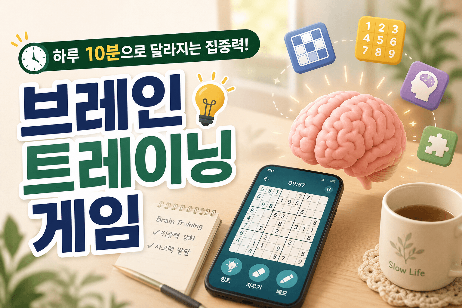 하루 10분으로 달라지는 집중력! 지금 시작해야 할 브레인 트레이닝 게임 추천