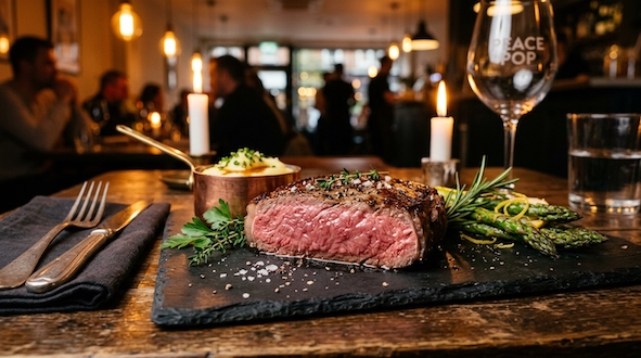 a slice of tender loin steak