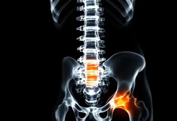 여성의 골다공증 검사 X-ray 이미지