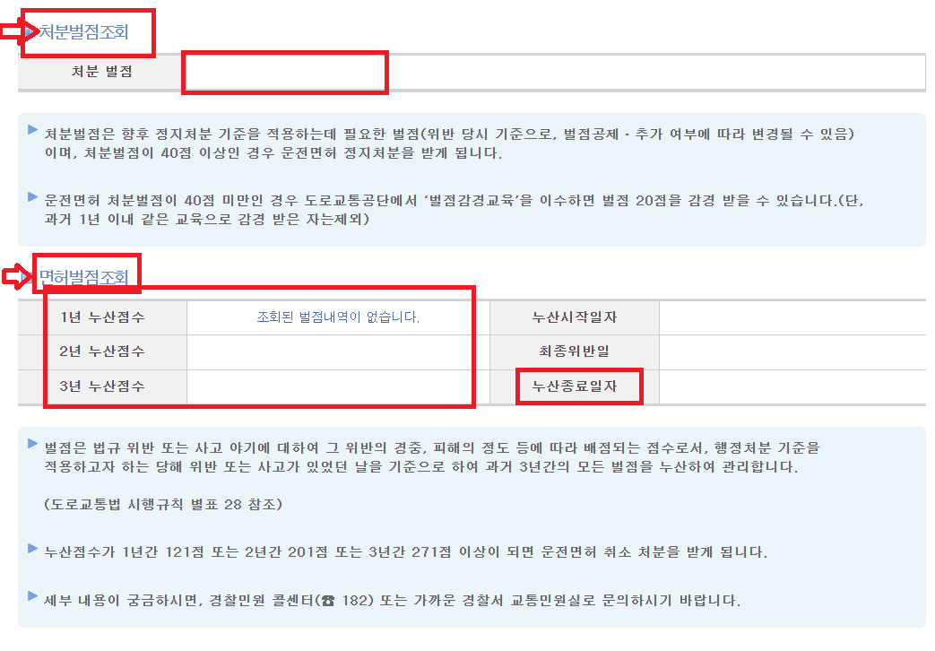 운전면허벌점조회