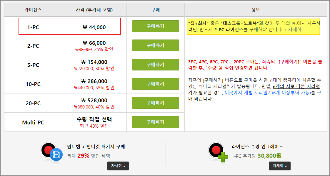 반디캠 가격정보