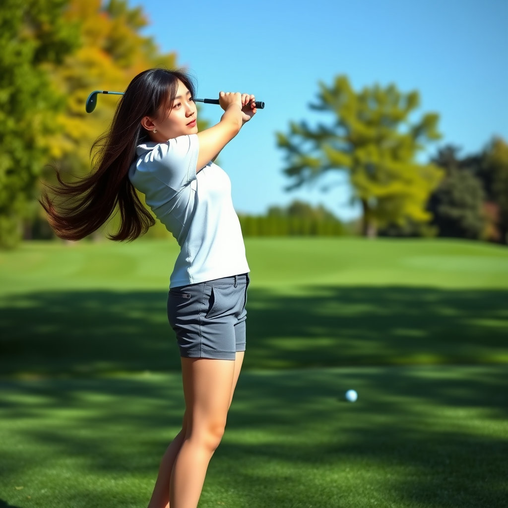 스윙하는 20대 여성 사진