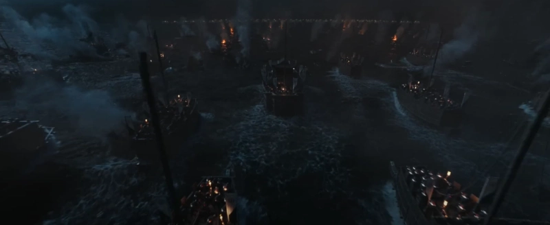 노량: 죽음의 바다에서 야간 해전중 주요 장면