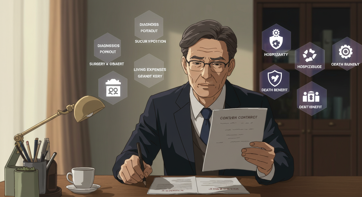 필수 특약 구성을 확인하는 50대 남성