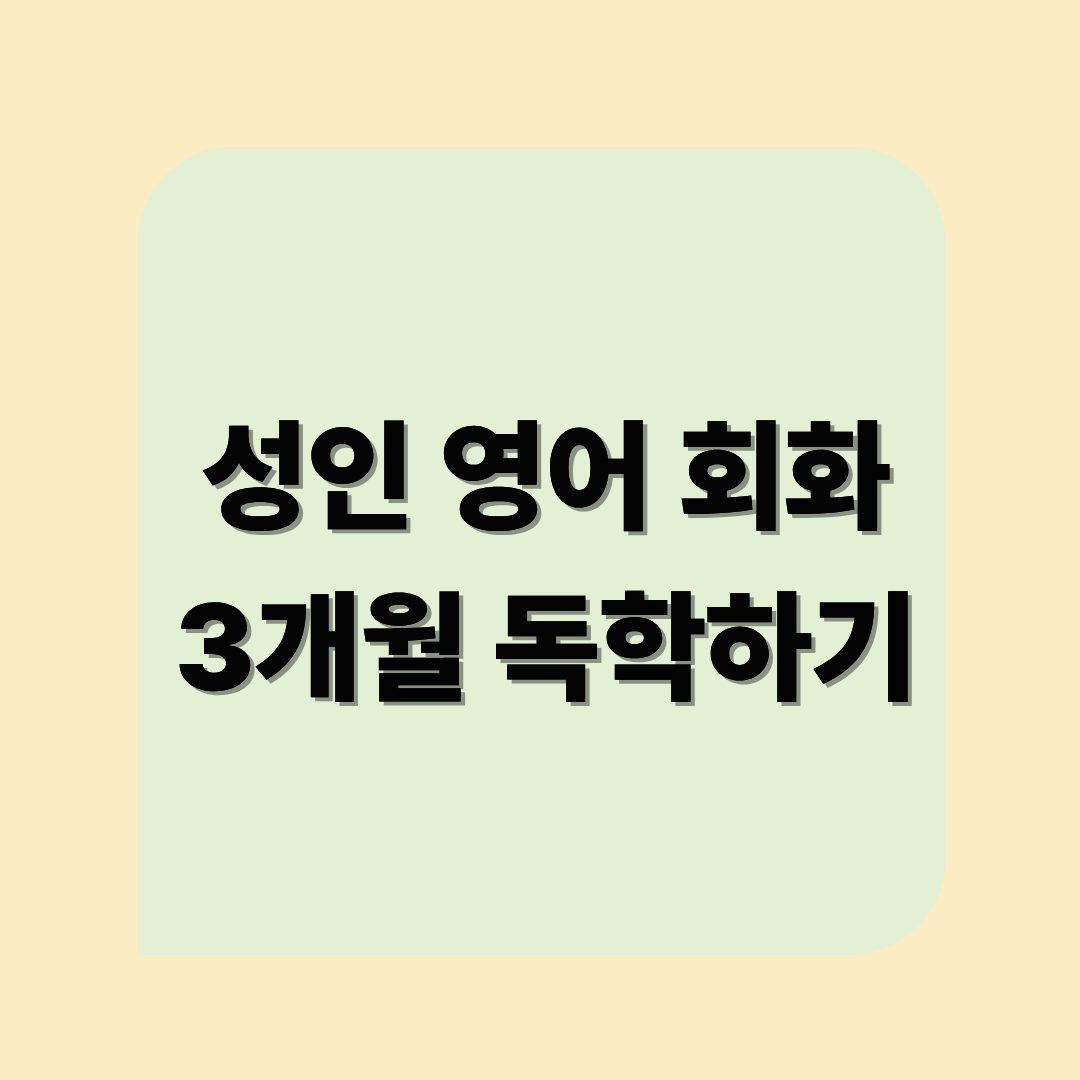 성인 영어 회화 독학 3개월만에 가능할까? (직장인편)